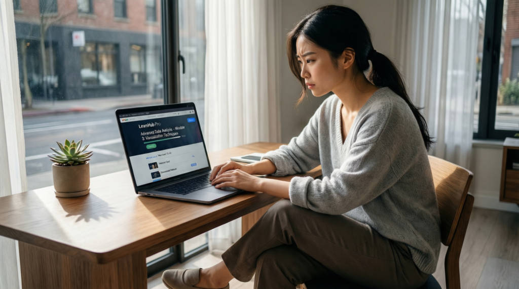 Online mesleki sertifika programları ile uzaktan eğitim alan profesyonel